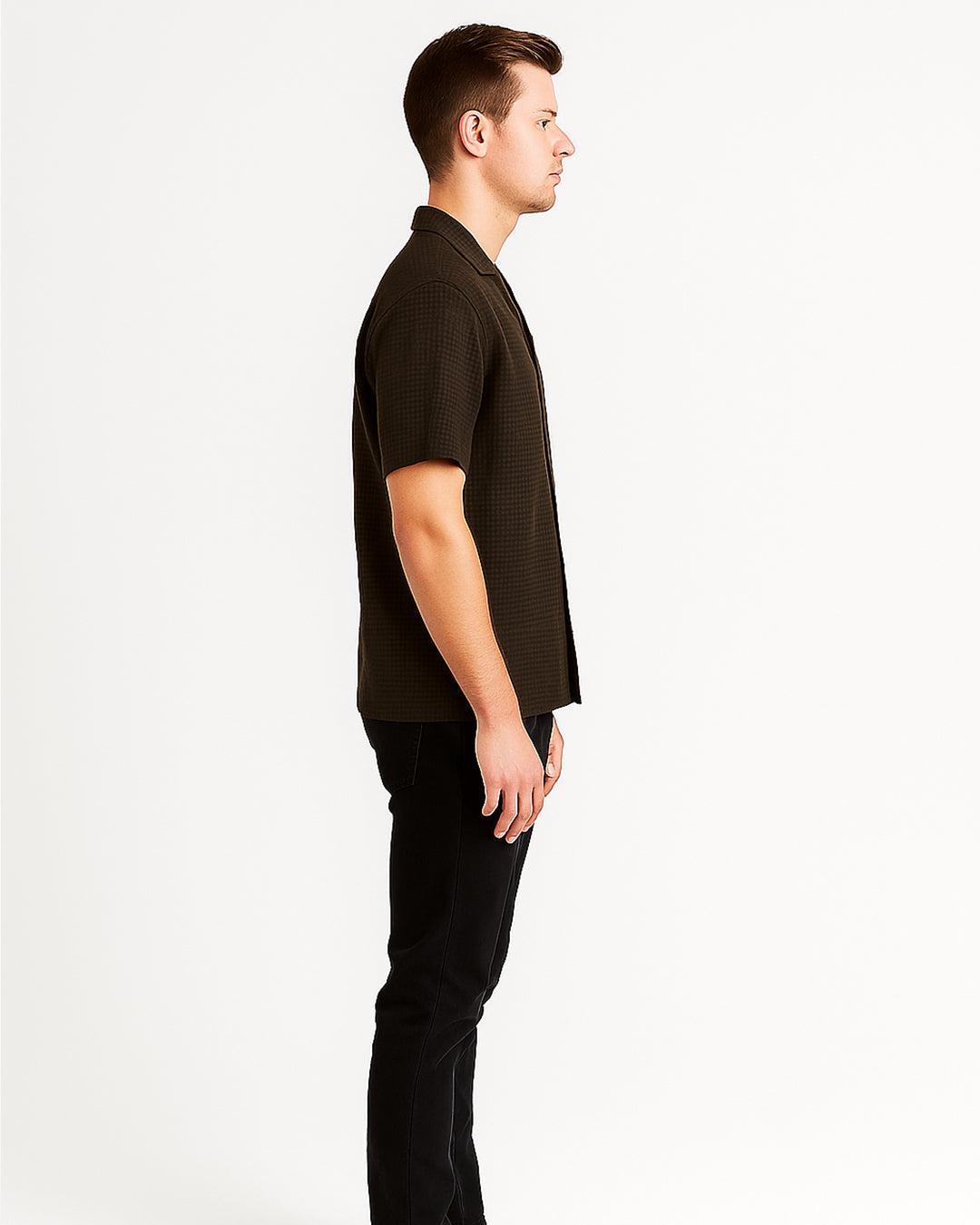 Zelig Branded Casual Textured Shirt Dull Black Color MCS-13