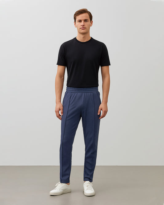 Zelig Branded Men's Navy Blue Textured Trouser MTR-04