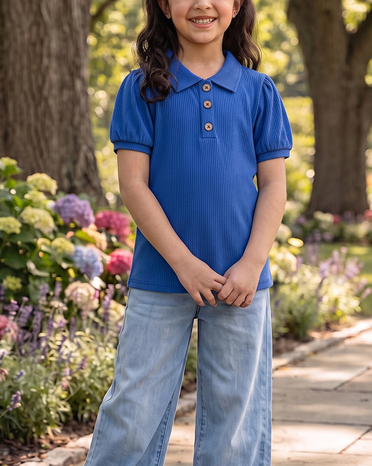 Spark Branded Girls Fusion Top –  Blue GF-11