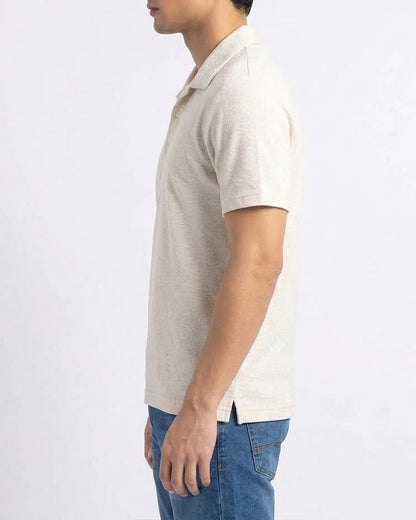 Spark Branded Rib Polo T-shirt Off White Color Mpt-67