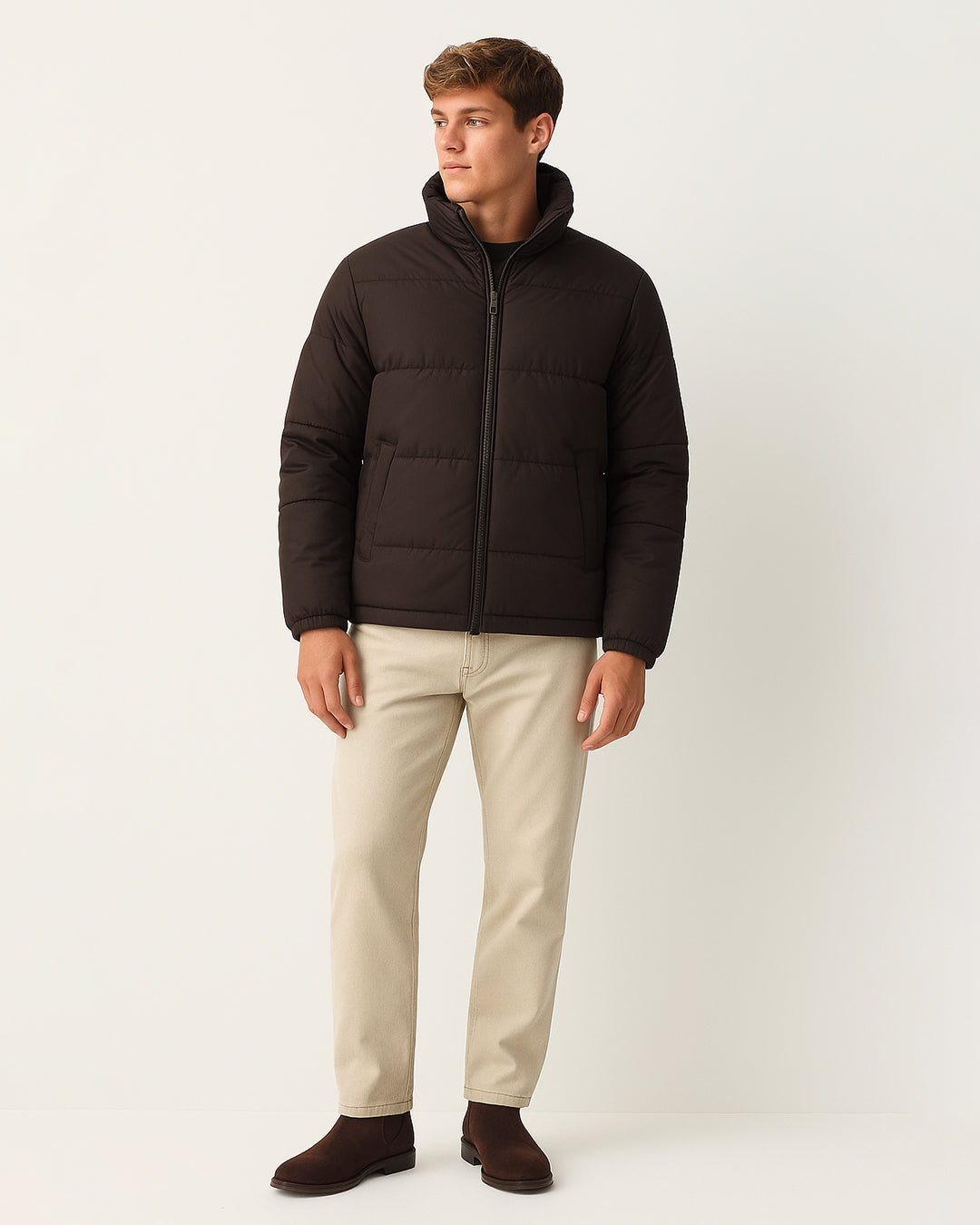 ZELIG Branded Men’s Premium Puffer Jacket – Brown MWJ-03