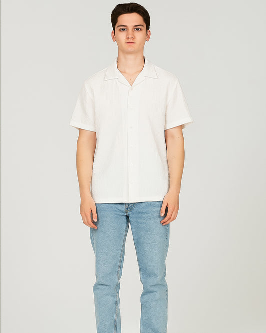 Zelig Branded Casual Textured Shirt White Color MCS-15