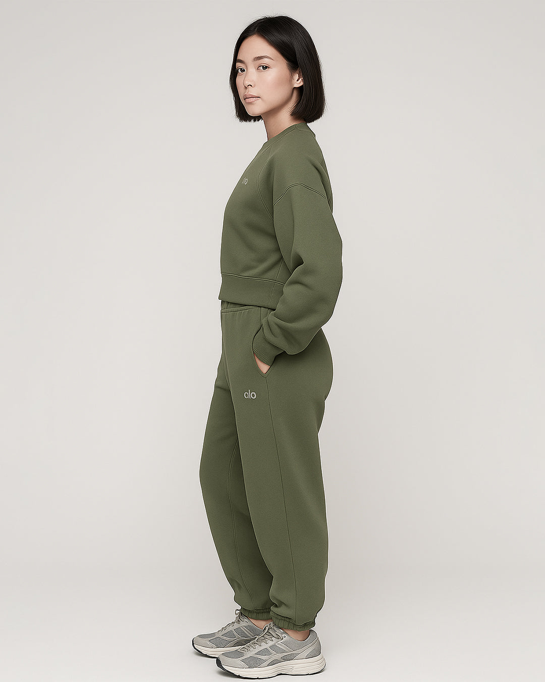 Alos Branded Essential Winter Fleece Co-Ord Set – Olive Green (Premium Export) WCS-19