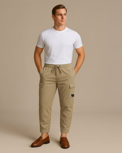 KIiabie Branded Men’s Premium Cargo Joggers – Sand Beige CFP-44