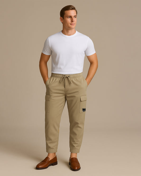 KIiabie Branded Men’s Premium Cargo Joggers – Sand Beige CFP-44