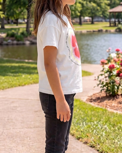 ZARRAA Branded Girl's T-shirt White Color with Red Floral GTS-04