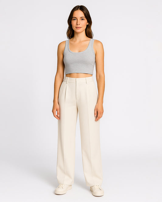 BOOH Branded Women’s Soft Ribbed Basic Crop Top– Light Grey WTT-05