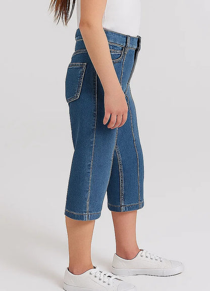 Branded Girl's Capri Jeans Denim Blue Color GJ-02