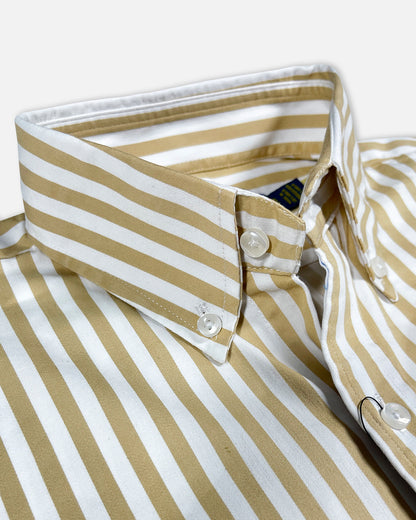 Pollo Branded Men's Slim Fit Yellow Striped Shirt MFS-10