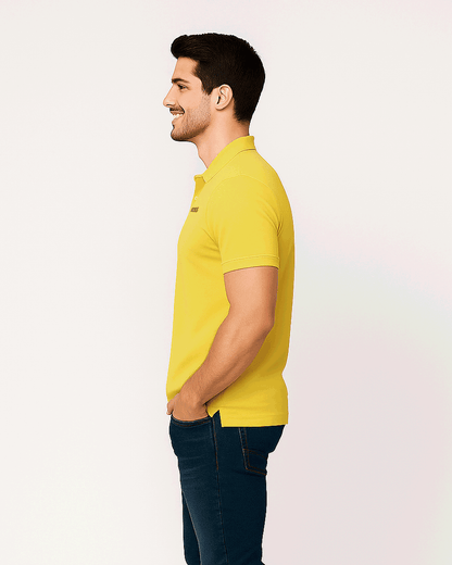 Bossy Hug Branded Polo T-shirt Mustard Color Mpt-43