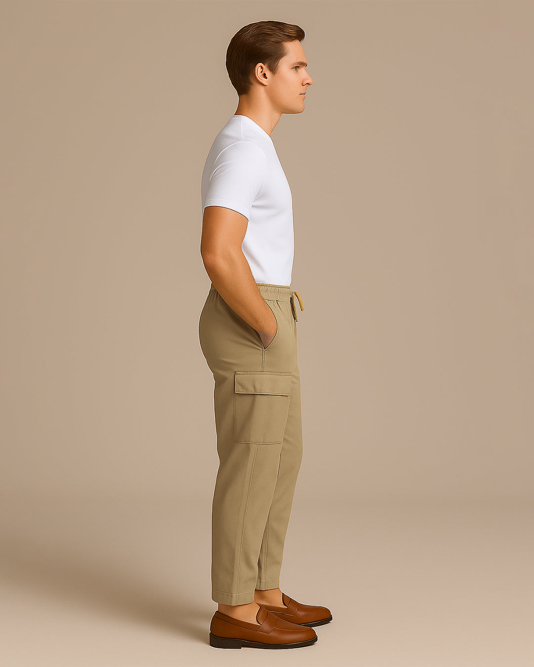 KIiabie Branded Men’s Premium Cargo Joggers – Sand Beige CFP-44