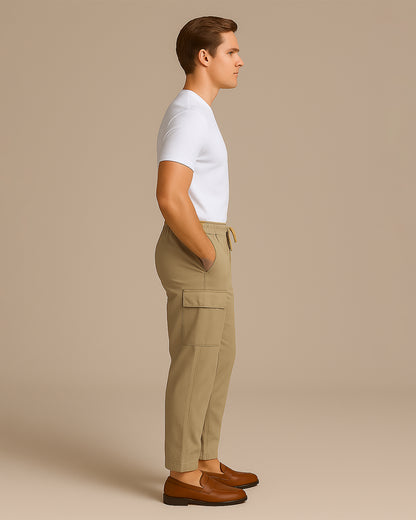 KIiabie Branded Men’s Premium Cargo Joggers – Sand Beige CFP-44