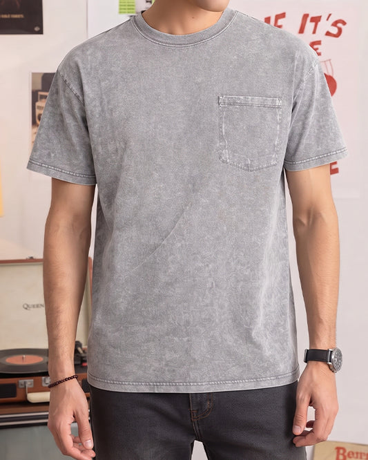 ARIZON Branded Men's Charcoal Vintage Pocket Tee MT-26