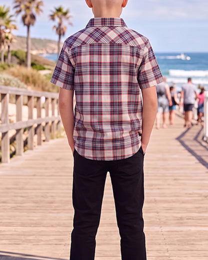 Placce Branded Boy's Red & Navy Check Shirt BS-01