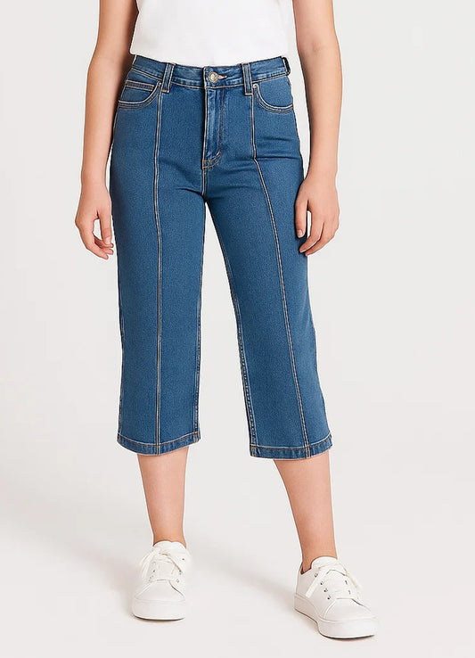 Branded Girl's Capri Jeans Denim Blue Color GJ-02