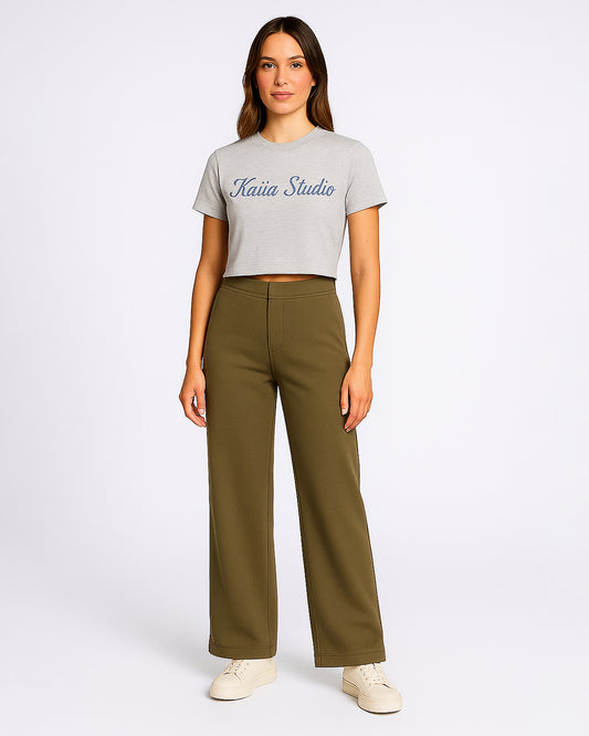 Women's Cropped Logo T-Shirt – Grey Marl WTT-16