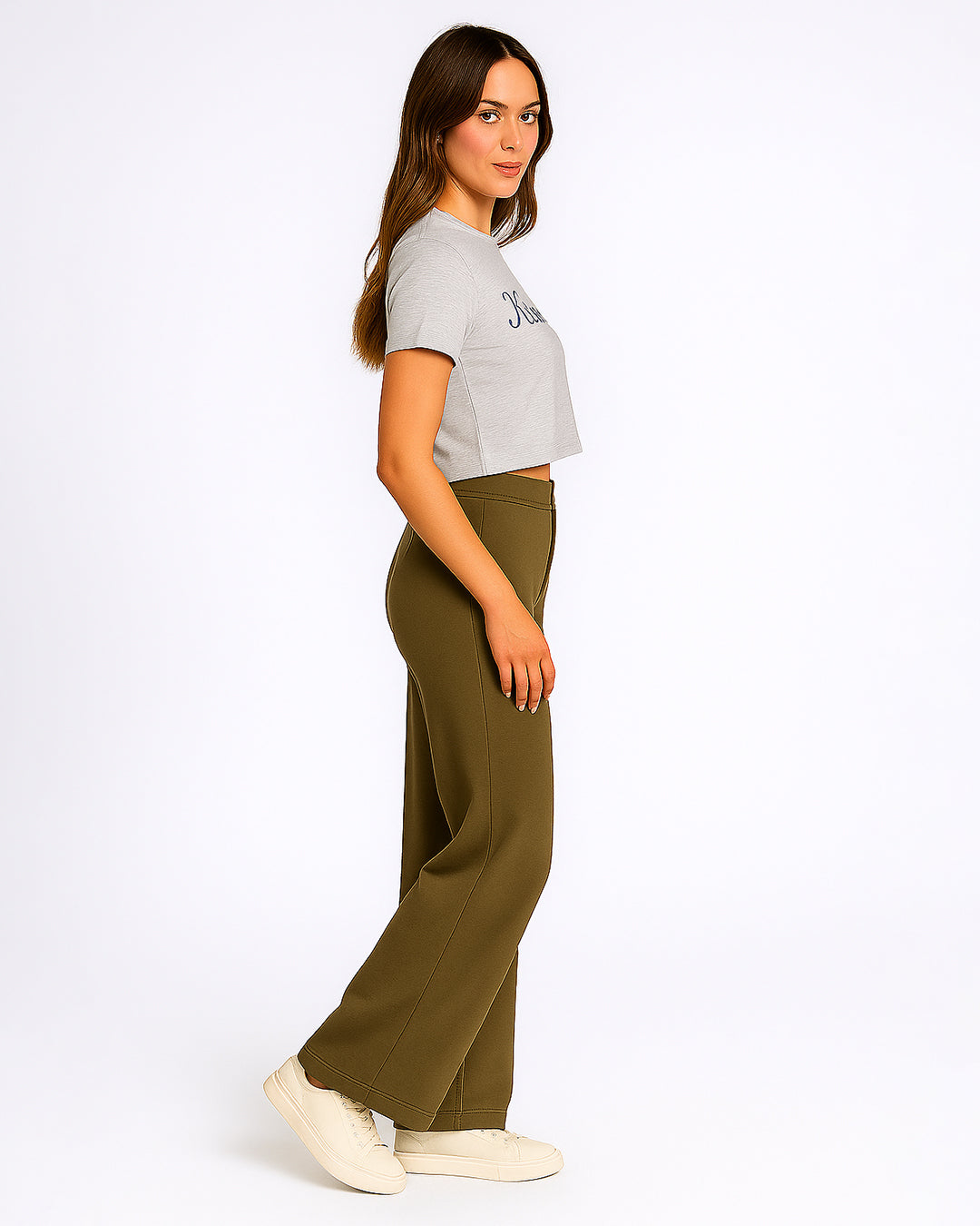 Women's Cropped Logo T-Shirt – Grey Marl WTT-16