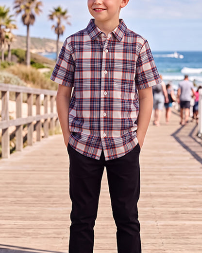 Placce Branded Boy's Red & Navy Check Shirt BS-01