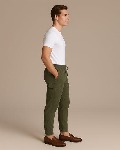 KIiabie Branded Men’s Premium Cargo Joggers – Olive Green CFP-43