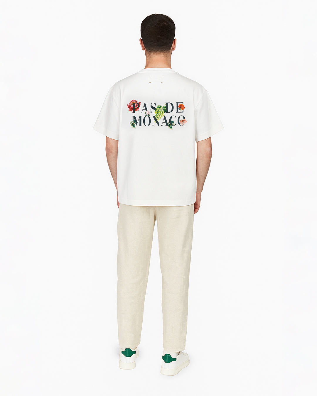Pas Monaco Branded Men's White Drop Shoulder Tee MT-22