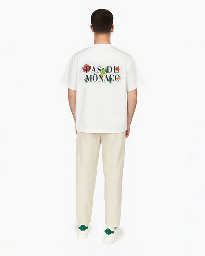 Pas Monaco Branded Men's White Drop Shoulder Tee MT-22