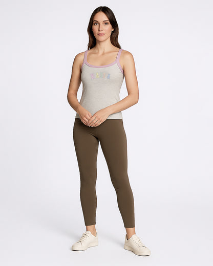 Branded Pastel Embroidered Tank Top – Grey WTT-02