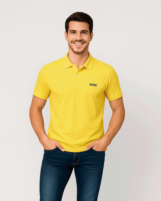 Bossy Hug Branded Polo T-shirt Yellow Color Mpt-50