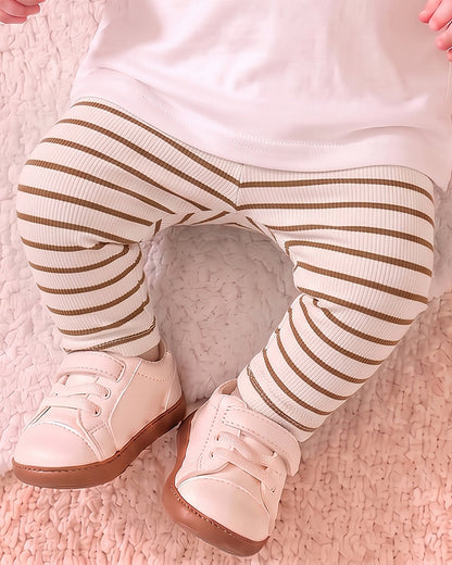 Branded Girl's Tigts White Color with Brown stripes  GTD-03