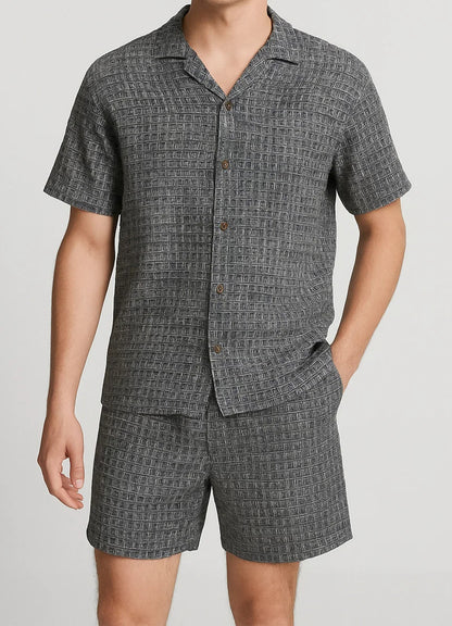 ZARRAA Branded Men's Textured Co-ord Set Black & White Color MCS-04