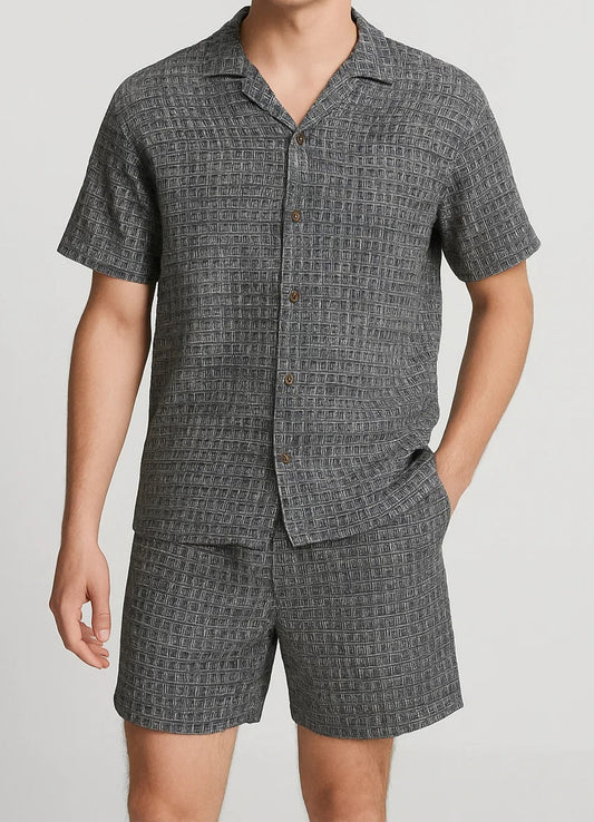 ZARRAA Branded Men's Textured Co-ord Set Black & White Color MCS-04