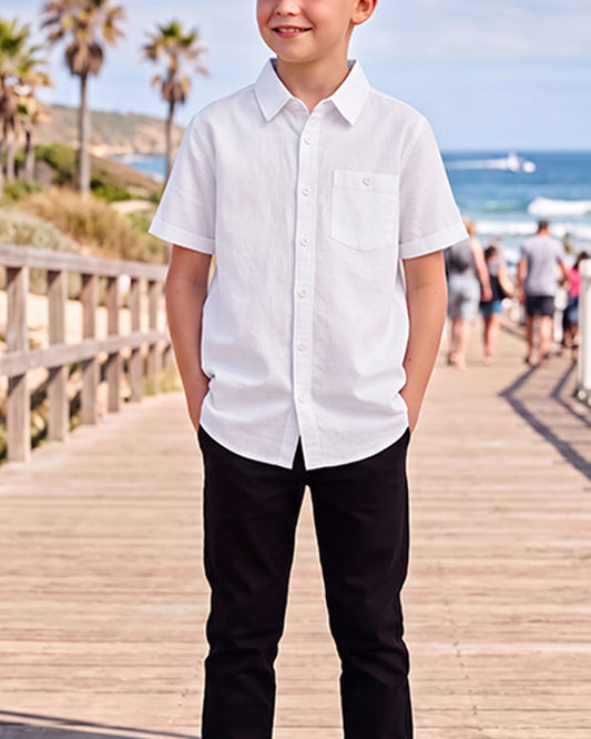 TILTY Branded Boy's White Color Shirt Half Sleeves BS-11