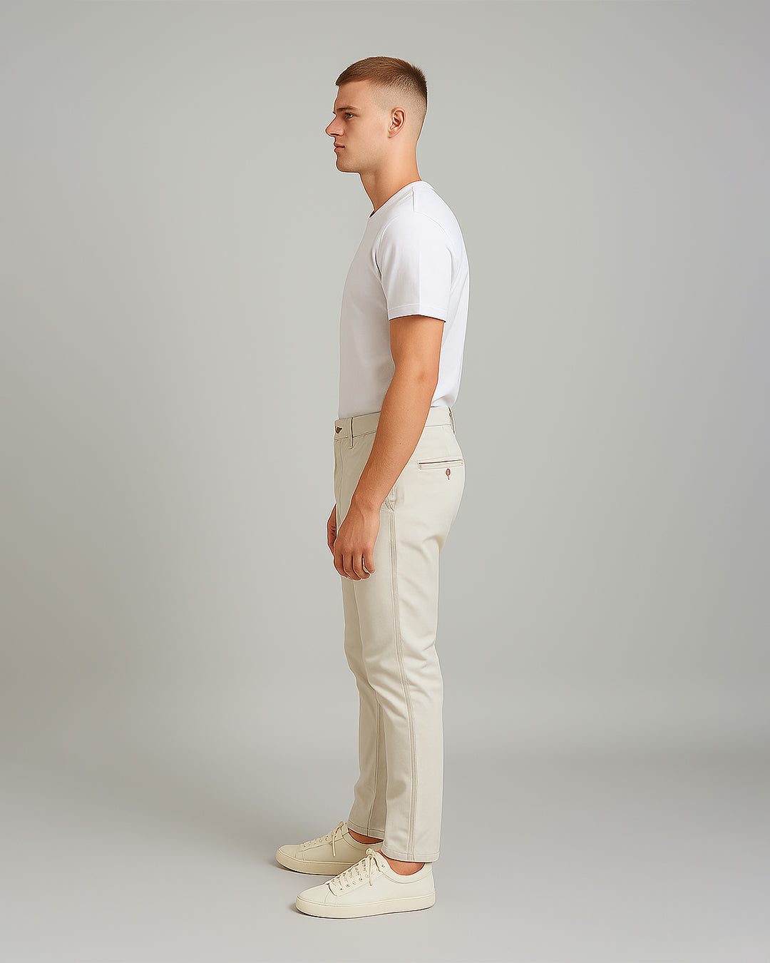 SILBAN Branded Men's Off White Slim-Fit Cotton Chinos Branded MCP-26