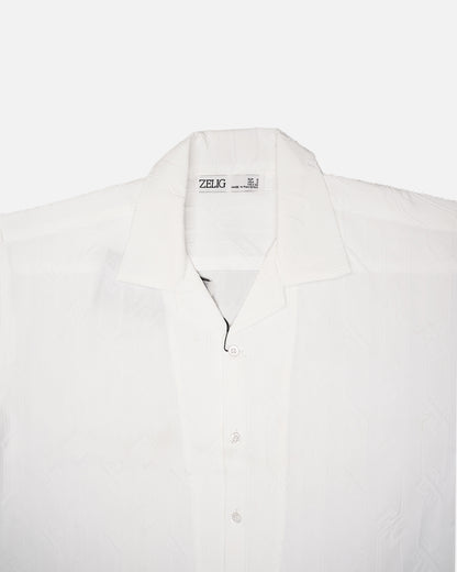 Zelig Branded Casual Textured Shirt White Color MCS-14