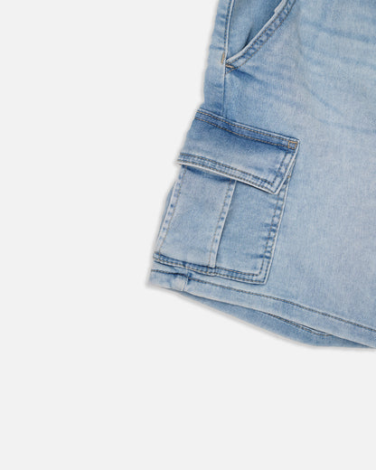 Cat Jack Branded Boy's Light Blue Cargo Denim Shorts BST-18