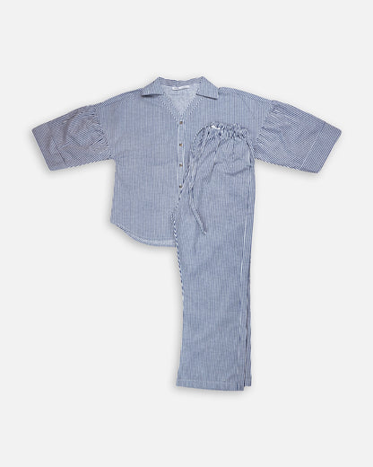 Zelig Branded Navy Blue Striped Co-Ord Set WCS-09