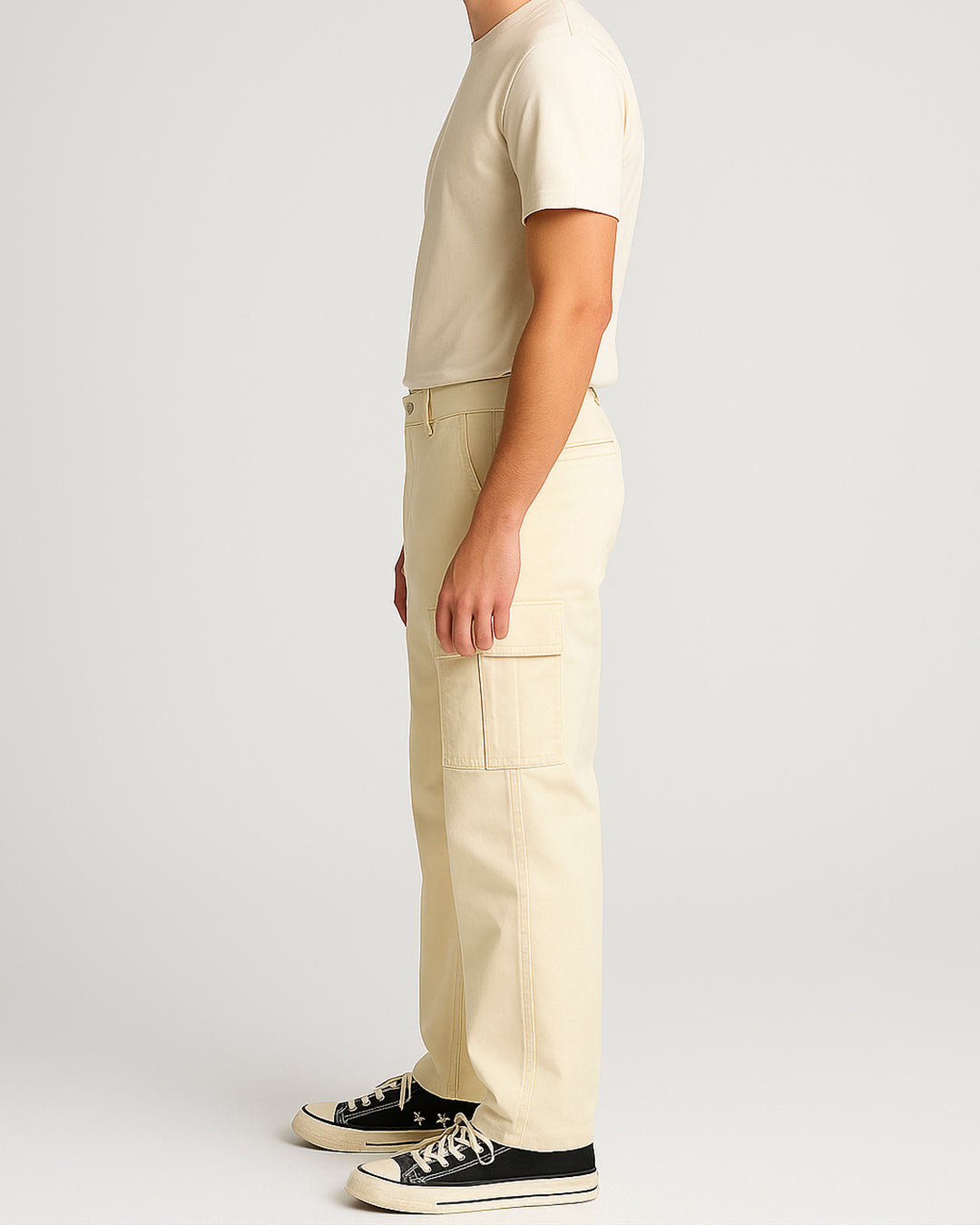 Guss Branded Wild Leg Cargo Men's Off White Color CFP-18