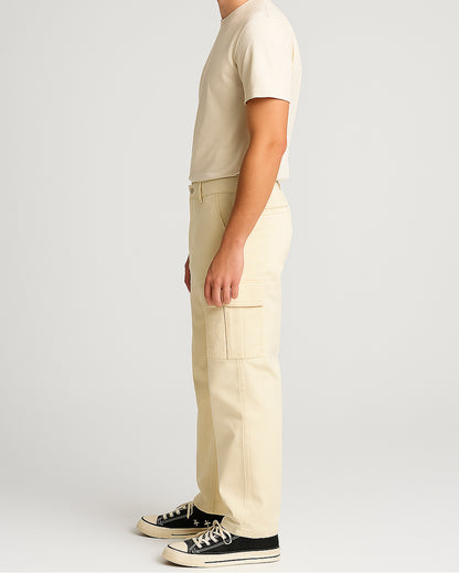 Guss Branded Wild Leg Cargo Men's Off White Color CFP-18