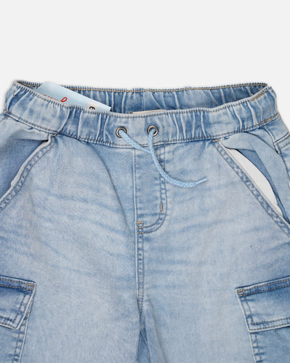 Cat Jack Branded Boy's Light Blue Cargo Denim Shorts BST-18
