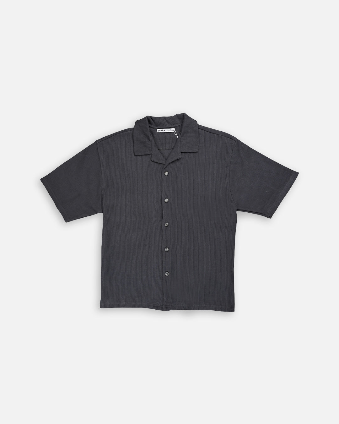 Spark Branded Charcoal Textured Cuban Collar Shirt MCS-18
