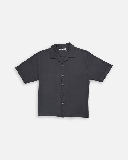 Spark Branded Charcoal Textured Cuban Collar Shirt MCS-18