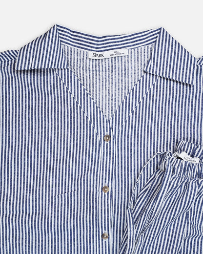 Zelig Branded Navy Blue Striped Co-Ord Set WCS-09