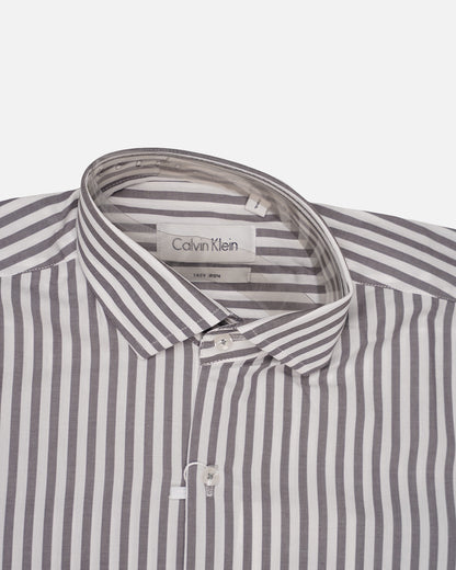 Calvy Klien Branded Men’s Classic Striped Formal Shirt – Grey & White MFS-16