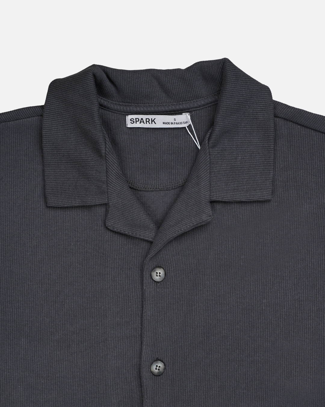 Spark Branded Charcoal Textured Cuban Collar Shirt MCS-18
