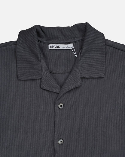 Spark Branded Charcoal Textured Cuban Collar Shirt MCS-18