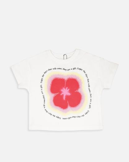 ZARRAA Branded Girl's T-shirt White Color with Red Floral GTS-04