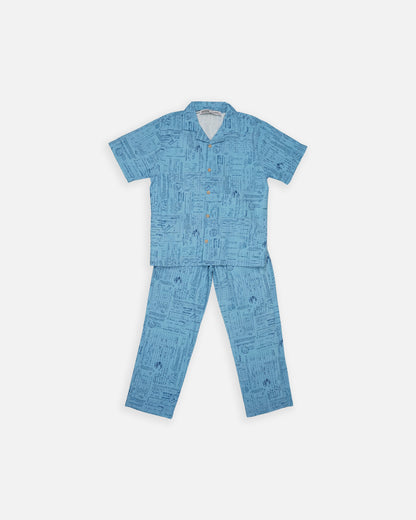 Spark Sky Blue Printed Co-ord Set for Kids KUCS-01