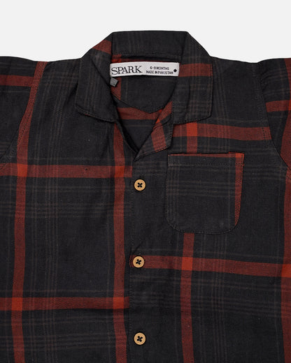 Spark Rust Black Checkered Co-ord Set for Boys BCS-02