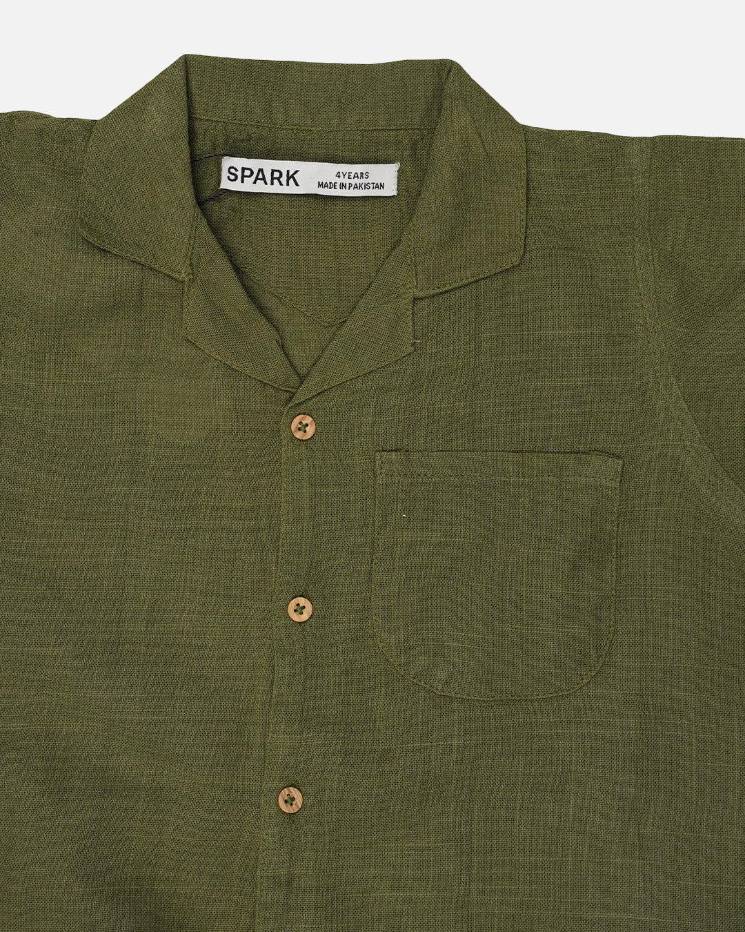 Spark Olive Green Linen Co-ord Set for Boys BCS-03