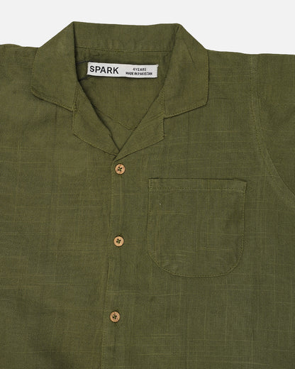 Spark Olive Green Linen Co-ord Set for Boys BCS-03