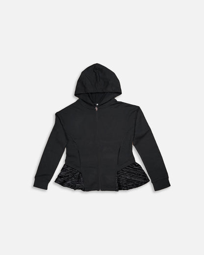 Caila Branded Women's Black Zip-Up Hoodie & Wide-Leg Trouser Co-ord Set WCS-01